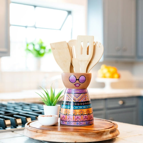 Ceramic Face Vase- Tribal