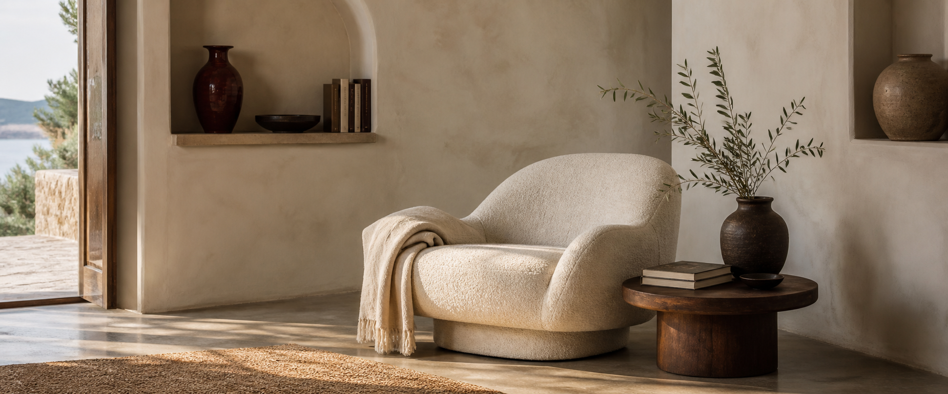 Serene Mediterranean reading corner